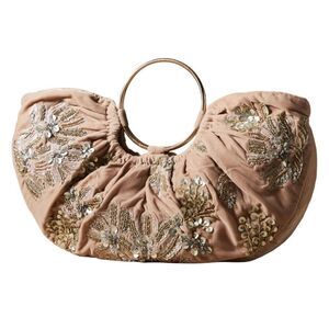 Anthropologie Embellished Flora Velour Satchel with Crossbody Strap NWT
